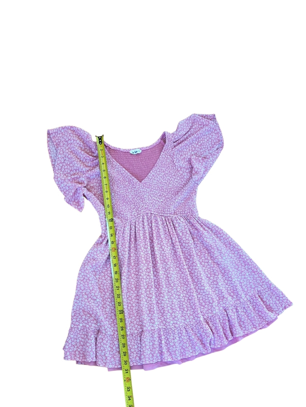 IN LOOM Ditsy Floral Mini Dress FLUTTER SLEEVE Smocked Bodice Lined M by In Loom - Picture 14 of 16